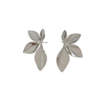 DELIA – 304 STEEL LEAF FLOWER STUDS, 16K GOLD & WHITE GOLD PLATED