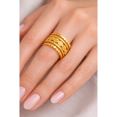 DELIA - 304 STAINLESS STEEL 18K GOLD PLATED ELEGANT RETRO STAR OPEN RING - GOLD