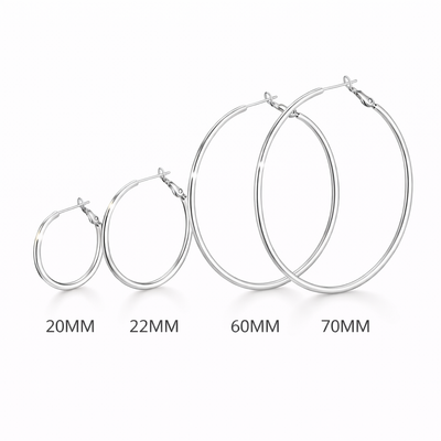 DELIA - CLASSIC ROUND 304 STAINLESS STEEL 18K GOLD PLATED EARRING (1 PAIR) - SILVER
