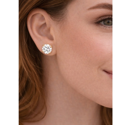 DELIA - ELEGANT SIMPLE STYLE ROUND 304 STAINLESS STEEL 18K GOLD PLATED EAR STUDS (1 PAIR)