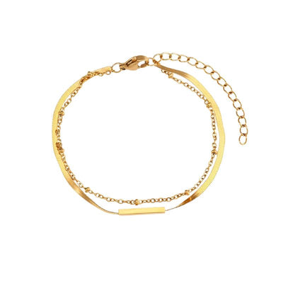 DELIA - SIMPLE STYLE GEOMETRIC STAINLESS STEEL LAYERED BRACELETS