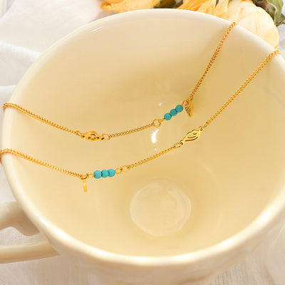 DELIA - FASHION LEAF 304 STAINLESS STEEL NO INLAID 18K GOLD PLATED ANKLET