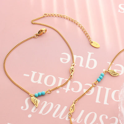 DELIA - FASHION LEAF 304 STAINLESS STEEL NO INLAID 18K GOLD PLATED ANKLET