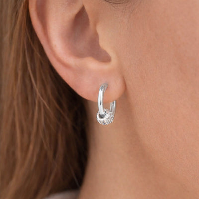 DELIA - 925 STERLING SILVER GEM GEOMETRIC EARRINGS - WHITE GOLD SILVER