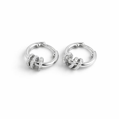 DELIA - 925 STERLING SILVER GEM GEOMETRIC EARRINGS - WHITE GOLD SILVER