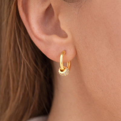 DELIA - 925 STERLING SILVER GEM GEOMETRIC EARRINGS, YELLOW GOLD