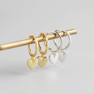 DELIA - 925 STERLING SILVER NO INLAID HEART EARRINGS, 1 PAIR