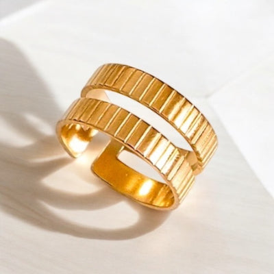 DELIA - STAINLESS STEEL 18K GOLD PLATED BASIC SIMPLE PLATING  OPEN RING