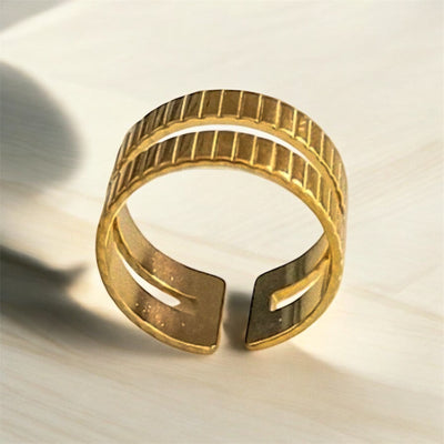 DELIA - STAINLESS STEEL 18K GOLD PLATED BASIC SIMPLE PLATING  OPEN RING