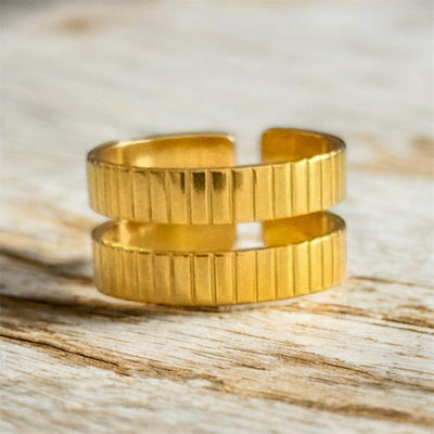 DELIA - STAINLESS STEEL 18K GOLD PLATED BASIC SIMPLE PLATING  OPEN RING