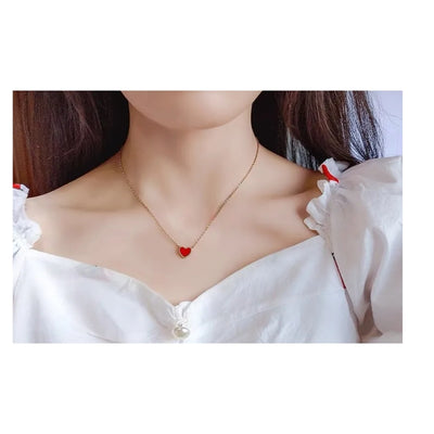 DELIA SWEET HEART SHAPE STAINLESS STEEL ACRYLIC NECKLACE