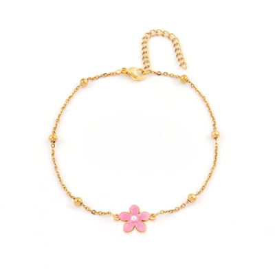 DELIA FLOWER ANKLET – ELEGANT CLASSIC STYLE IN 304 STAINLESS STEEL & COPPER