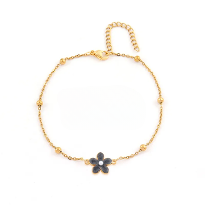 DELIA FLOWER ANKLET – ELEGANT CLASSIC STYLE IN 304 STAINLESS STEEL & COPPER