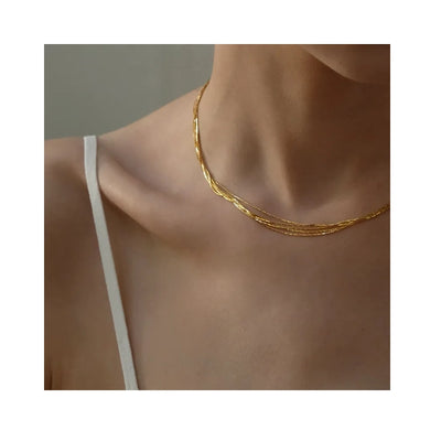 DELIA 304 STAINLESS STEEL 18K GOLD VACUUM PLATED GEOMETRIC NECKLACE - GOLD