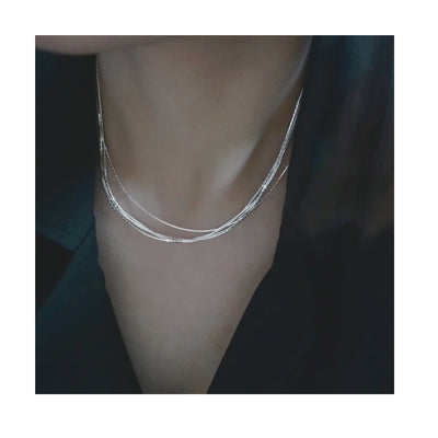 DELIA 304 STAINLESS STEEL 18K GOLD VACUUM PLATED GEOMETRIC NECKLACE - SILVER