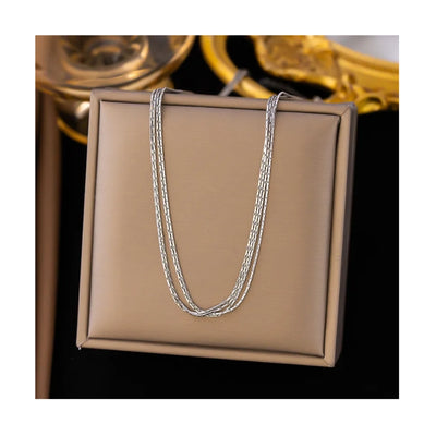 DELIA 304 STAINLESS STEEL 18K GOLD VACUUM PLATED GEOMETRIC NECKLACE - SILVER