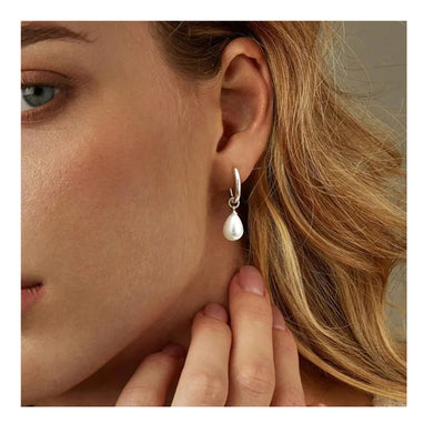 DELIA 304 STAINLESS STEEL 18K GOLD PVD PLATED GEOMETRIC DROP EARRINGS - SILVER