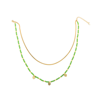 DELIA BOHO LAYERED PENDANT NECKLACE – 18K GOLD PLATED, 304 STAINLESS STEEL, HANDMADE WITH CRYSTALS