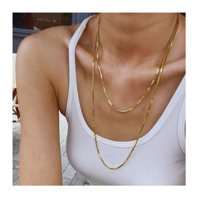 DELIA VINTAGE STYLE U SHAPE TITANIUM STEEL NECKLACE – 18K GOLD PVD PLATED - GOLD