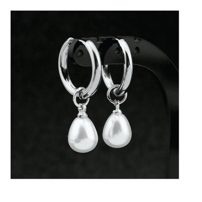 DELIA 304 STAINLESS STEEL 18K GOLD PVD PLATED GEOMETRIC DROP EARRINGS - SILVER