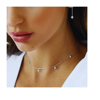 DELIA S925 SILVER  FIVE-POINTED STAR NECKLACE - SILVER