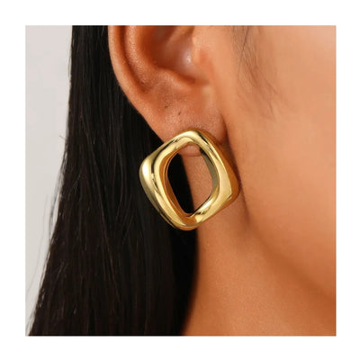 DELIA 304 STAINLESS STEEL 18K GOLD PLATED GEOMETRIC EAR STUDS