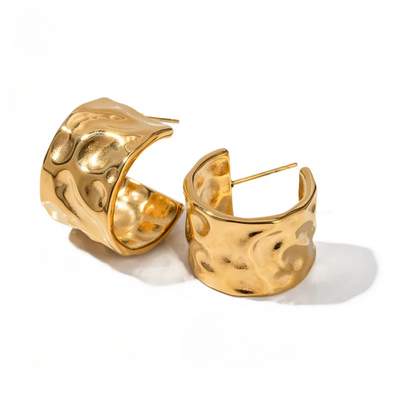 DELIA RETRO C-SHAPED EARRINGS – 18K GOLD PLATED, 304 STAINLESS STEEL