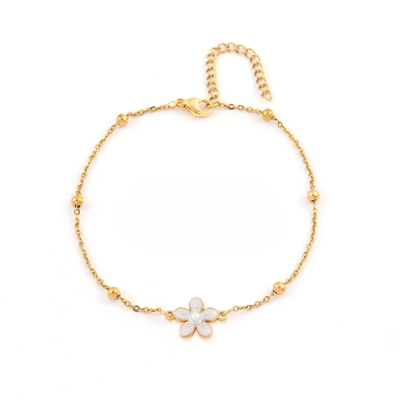 DELIA FLOWER ANKLET – ELEGANT CLASSIC STYLE IN 304 STAINLESS STEEL & COPPER