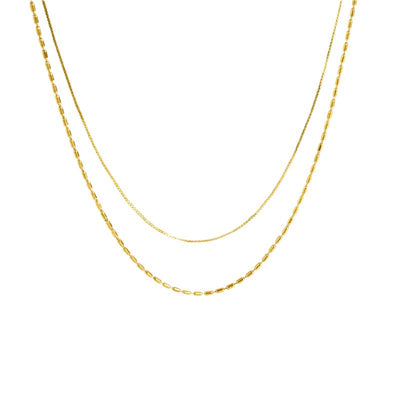 DELIA - VINTAGE STYLE TITANIUM STEEL 18K GOLD PLATED PLATING INLAY NECKLACE