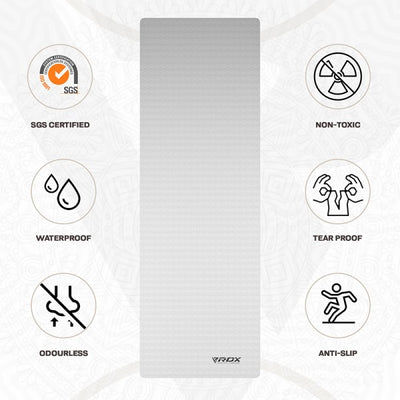 RDX TPE YOGA MAT-SINGLE COLOR-WHITE